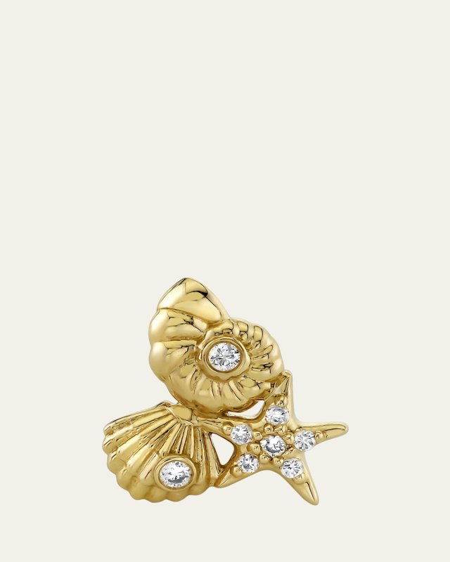 Diamond Shell Cluster Stud Earrings